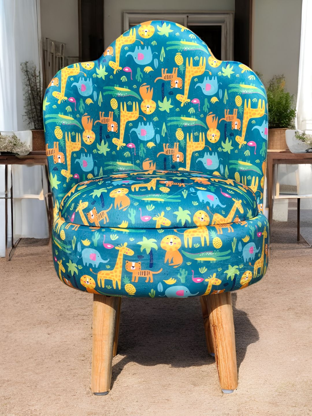 Shadowkart Blue & Yellow Animal Printed Wooden Ottomans-picture-12
