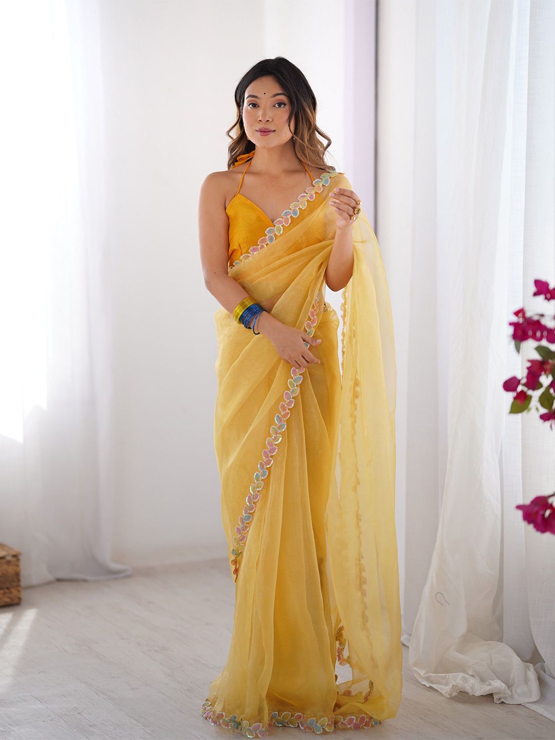 Kalista Embellished Sequinned Organza Saree-picture-32