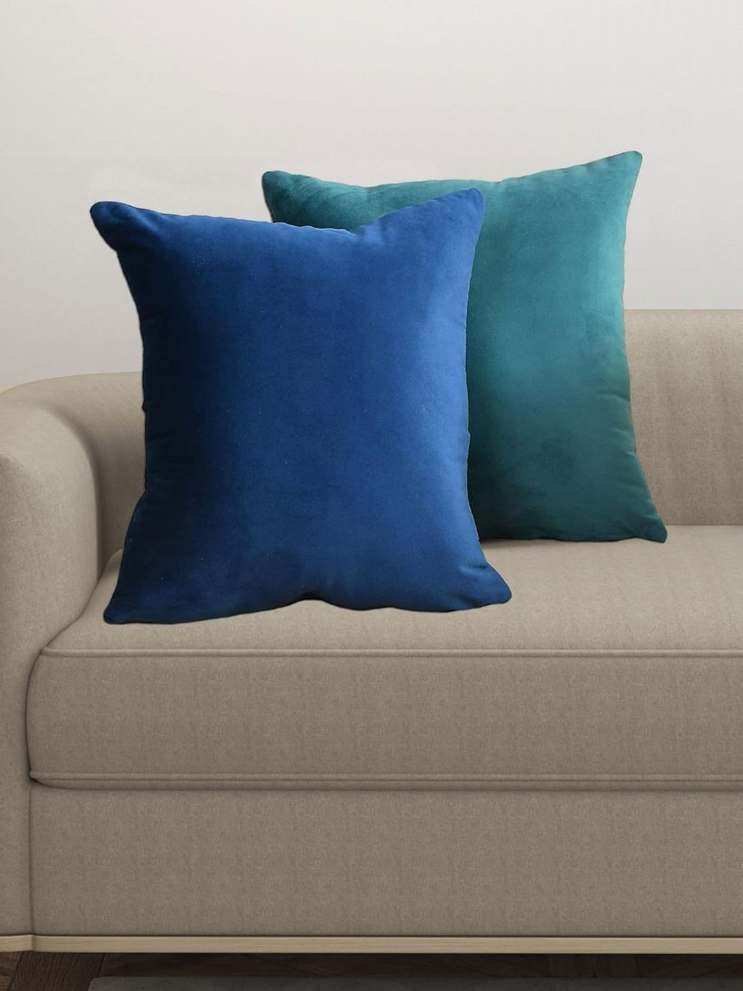 Shadowkart Green & Blue 2 Pieces Velvet Square Cushion Covers-image-40