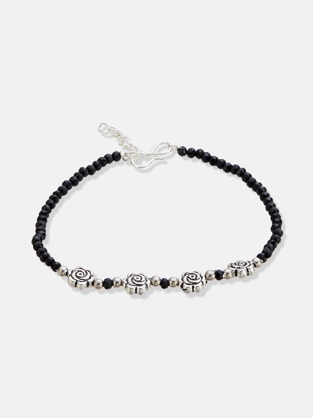 ATIBELLE Silver-Plated Artificial Stones and Beads Anklet