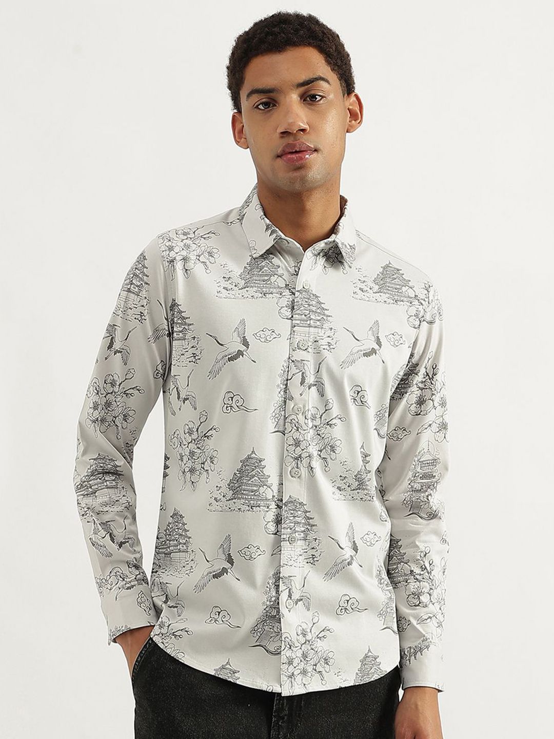 United Colors of Benetton Men Slim Fit Floral Opaque Printed Casual Shirt-picture-32