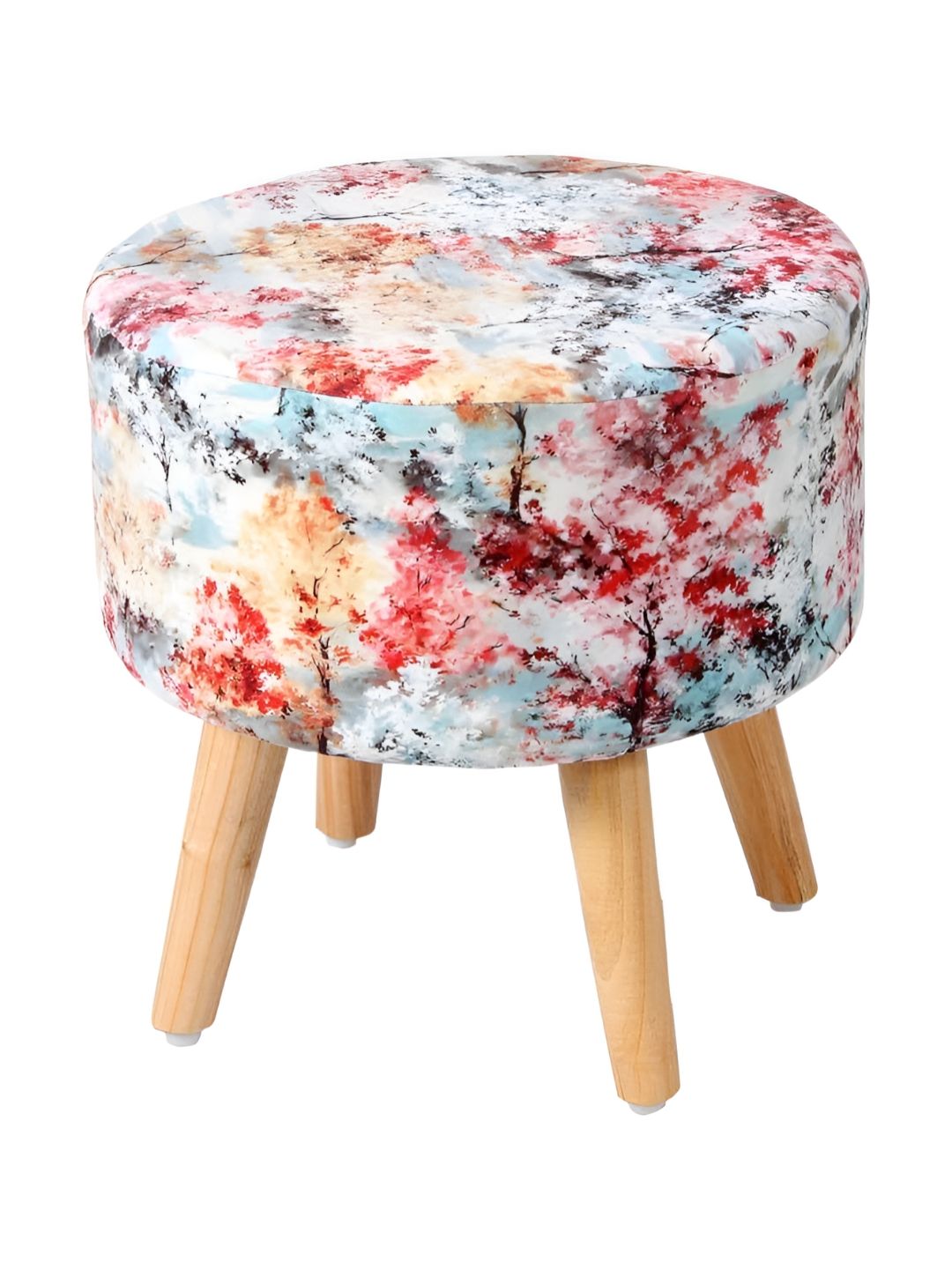Shadowkart Blue & Red Printed Wooden Mudda Pouffe Ottoman-picture-37