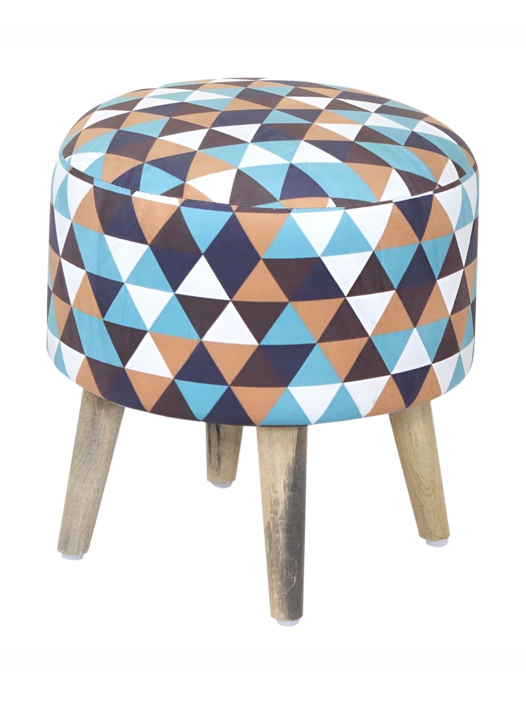 Shadowkart Blue Wooden Mudda Pouffe Ottoman-picture-42