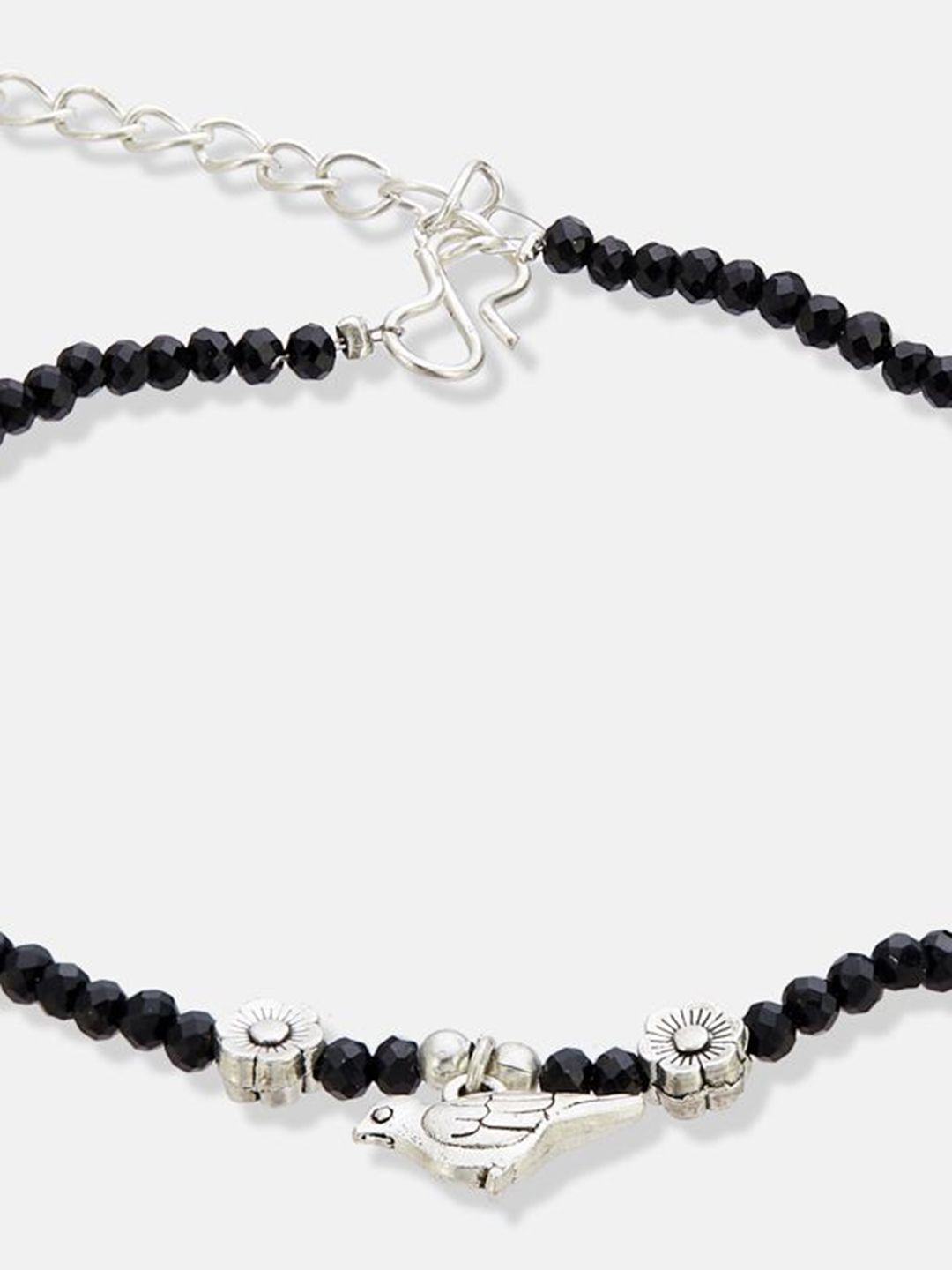 ATIBELLE Set Of 2  Silver-Plated Artificial Beaded Anklet