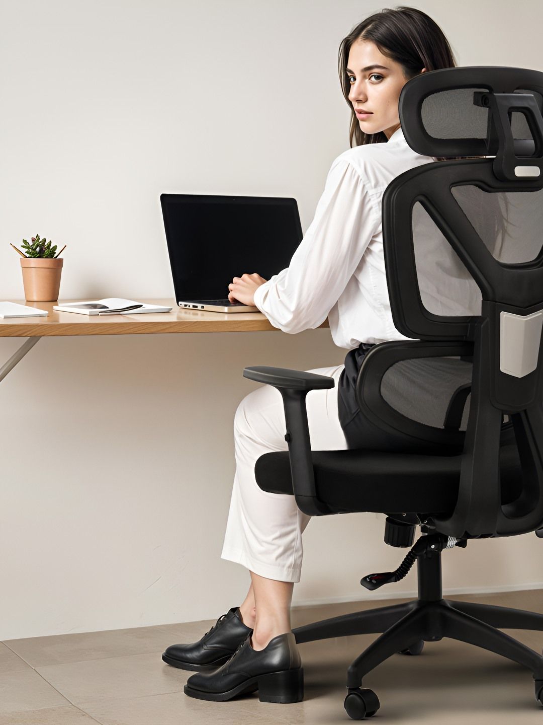DROGO Ergonomic Black High Back Mesh Armrest 2D Headrest & Lumbar Support Study Chair-picture-41