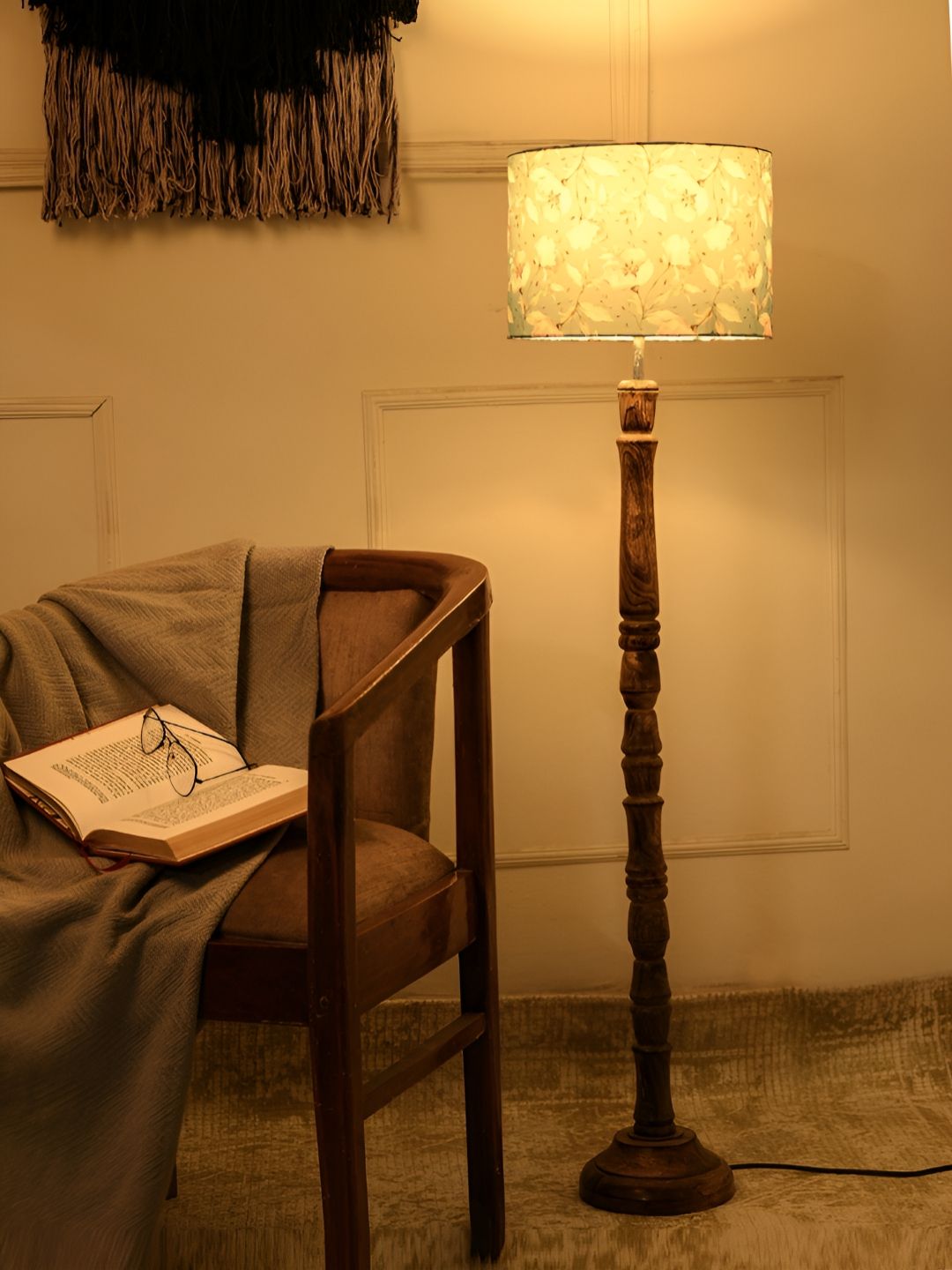green girgit Blue & Brown Printed Wooded Floor Lamps-picture-20