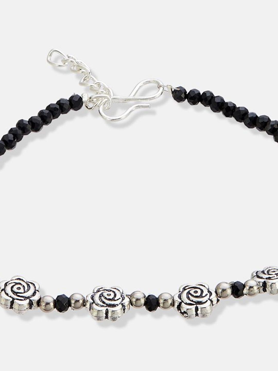 ATIBELLE Set Of 2  Silver-Plated Artificial Beaded Anklet