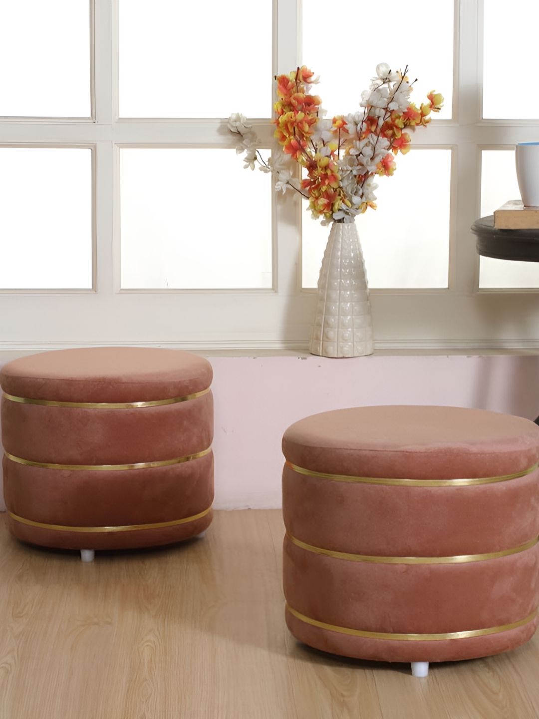 Shadowkart Brown Pouffe Round Ottomans-image-11