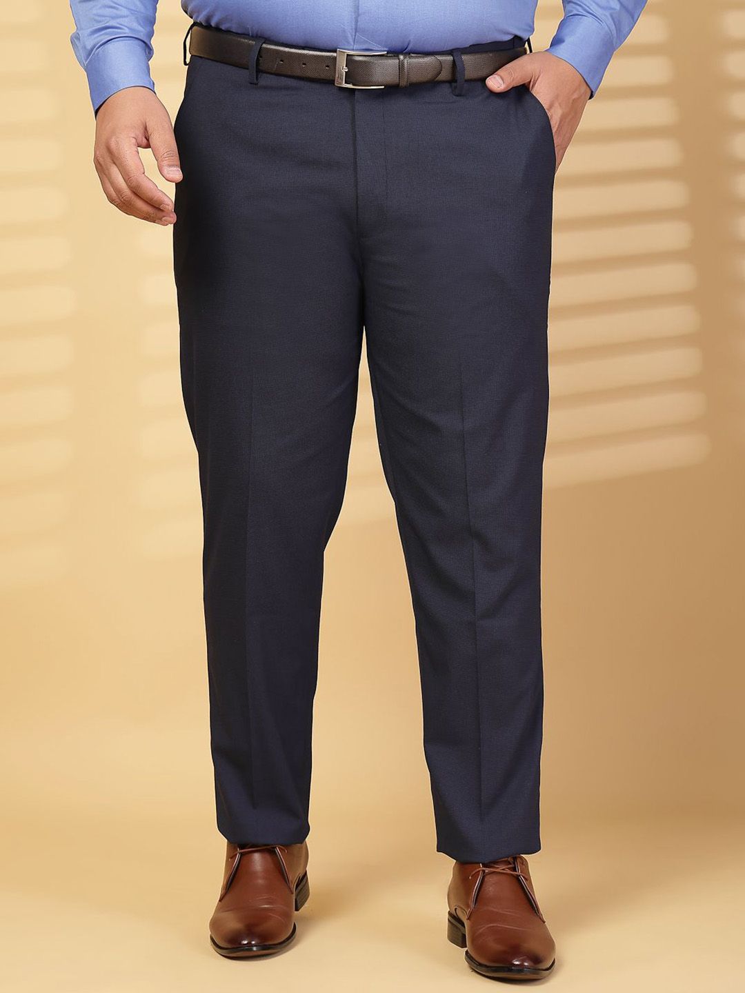 plusS Men Cotton Regular Fit Formal Trousers-picture-21