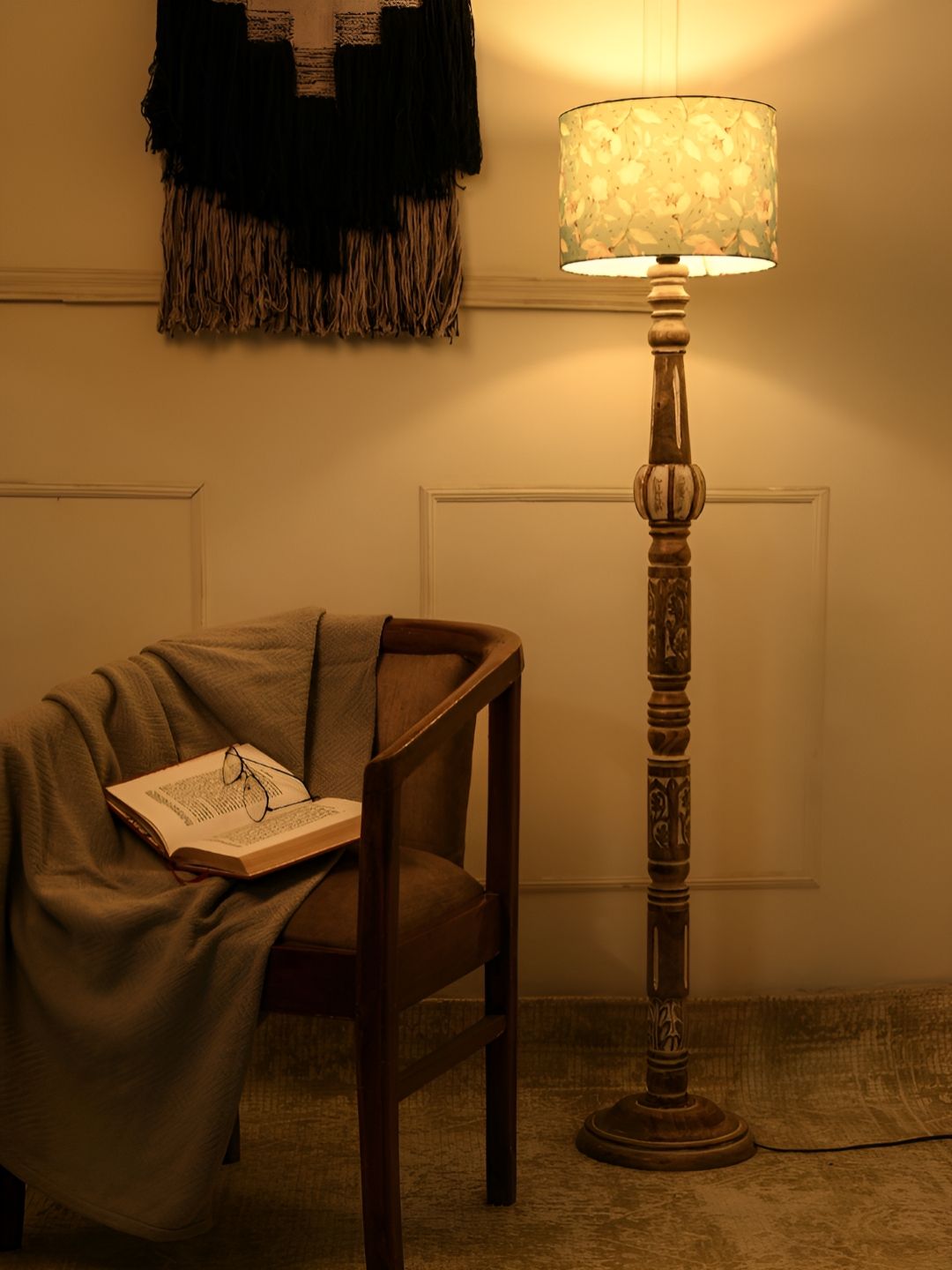 green girgit Blue Printed Wooded Floor Lamps-picture-27