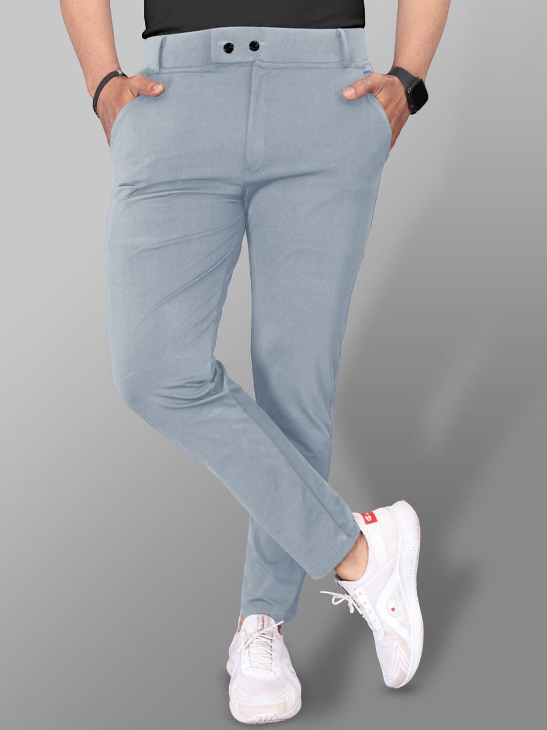 Moda Rapido Men Tailored Regular Fit Mid-Rise Chinos Trousers-image-46