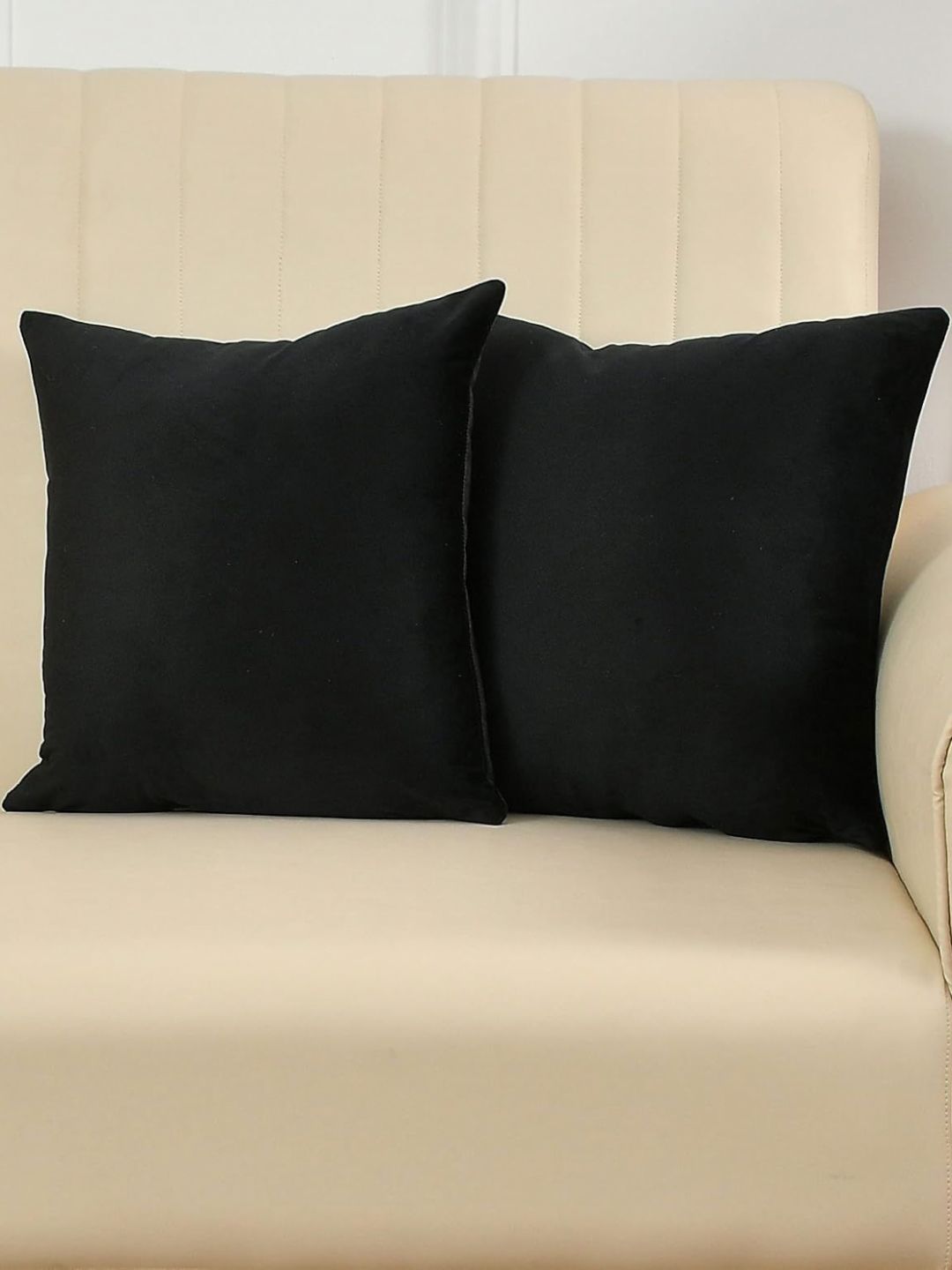 Shadowkart Black 2 Pieces Velvet Square Cushion Covers-image-37