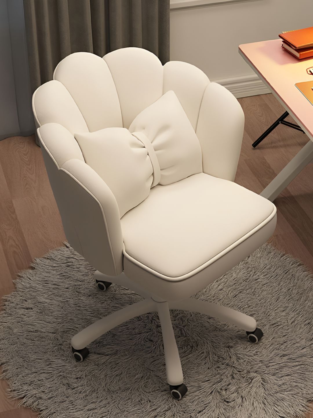 Oakcraft Pink Engineered Wood Fabric Study Chair-picture-45