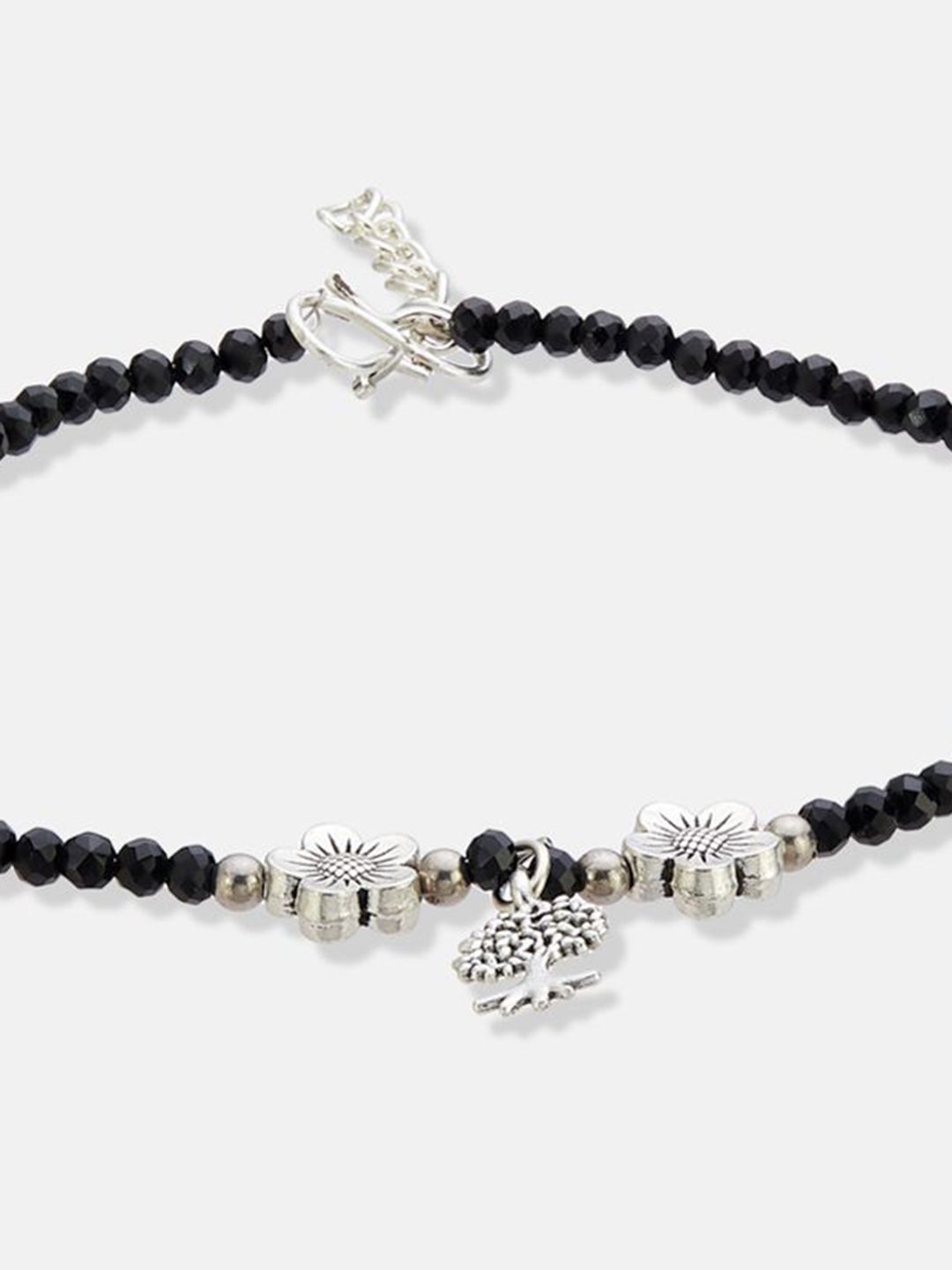 ATIBELLE Silver-Plated Artificial Stones and Beads Anklet