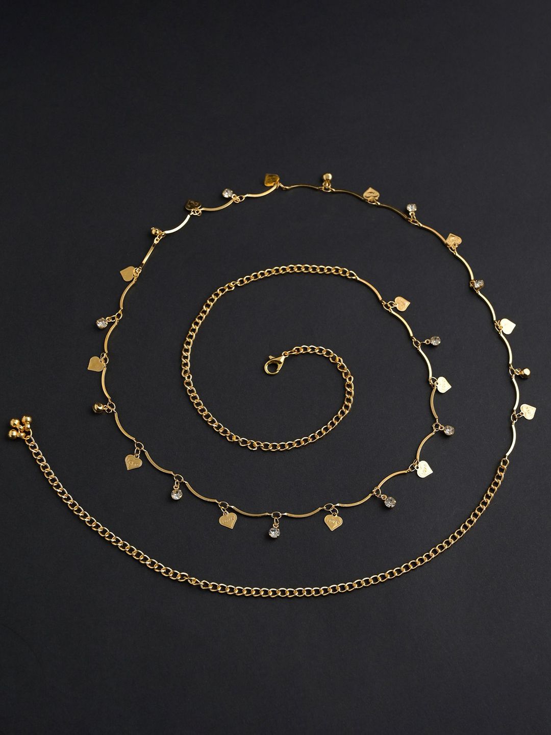 VAMA Gold-Plated Artificial Stones Studded Waist Chain Saree Accessories-picture-42
