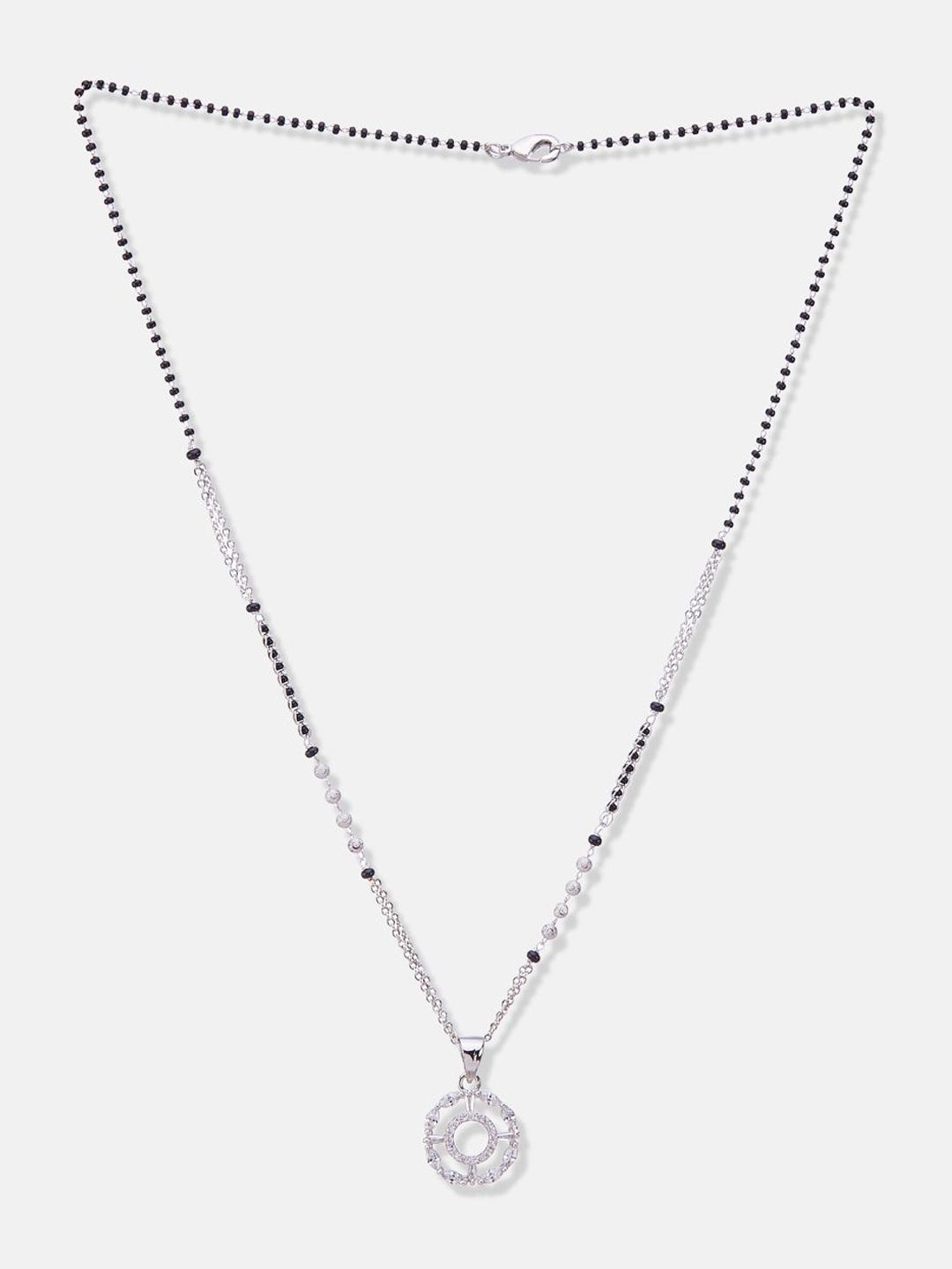 ATIBELLE Set of 2 Gold-Plated Cubic Zirconia Stones Studded and Beaded Mangalsutras