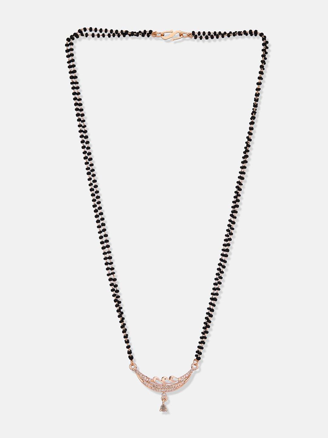 ATIBELLE Set of 2 Gold-Plated Cubic Zirconia Stones Studded and Beaded Mangalsutras