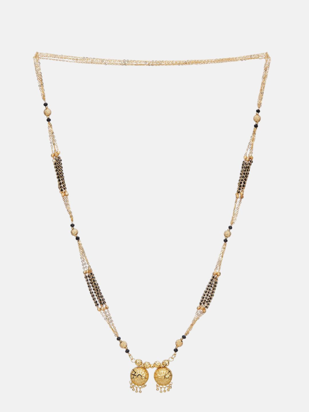 ATIBELLE Set of 2 Silver-Plated Cubic Zirconia Stones Studded and Beaded Mangalsutras