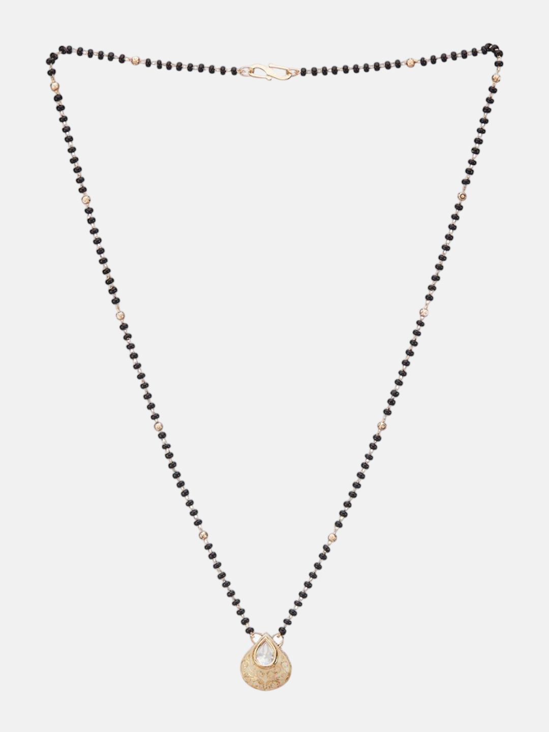 ATIBELLE Set of 2 Silver-Plated Cubic Zirconia Stones Studded and Beaded Mangalsutras