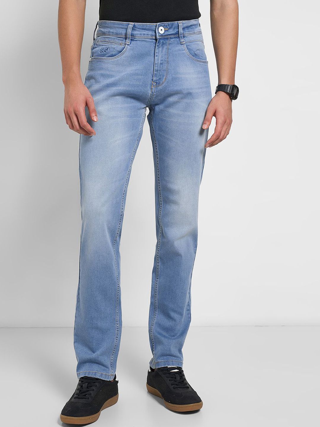 SF JEANS by Pantaloons Men Slim Fit Mid-Rise Clean Look Heavy Fade Non Stretchable Jeans-picture-17