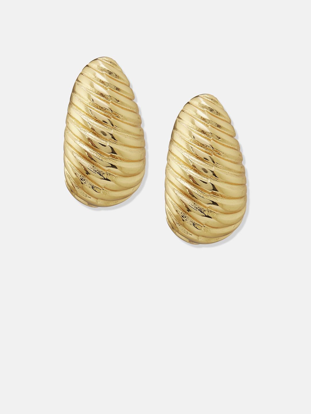 ATIBELLE Set Of 2 Gold-Plated Contemporary Shaped Textured Studs