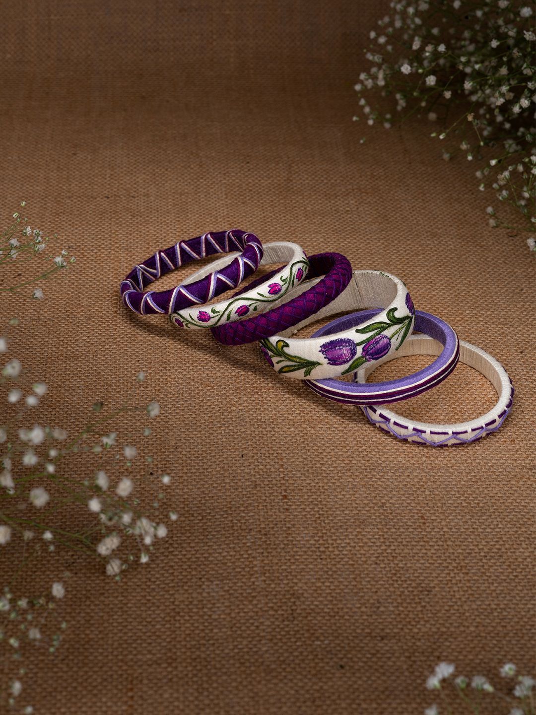 Taasha Craft Set Of 6 Threaded Bangles-picture-47