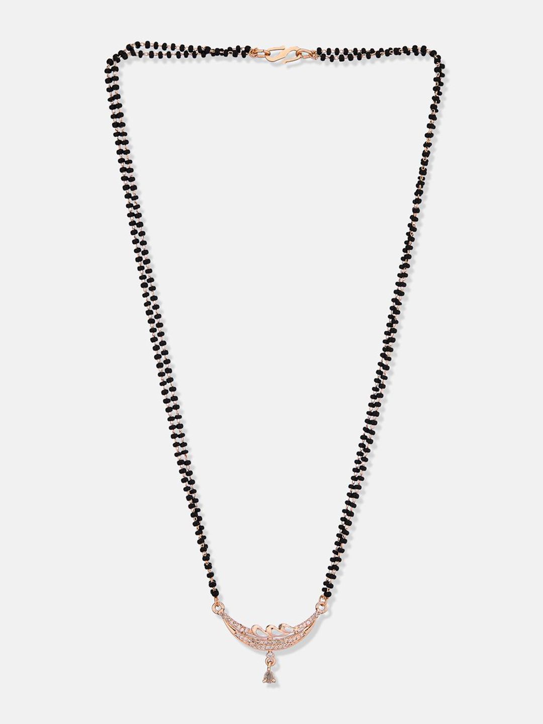 ATIBELLE Set of 2 Rose Gold-Plated Cubic Zirconia Stones Studded and Beaded Mangalsutras
