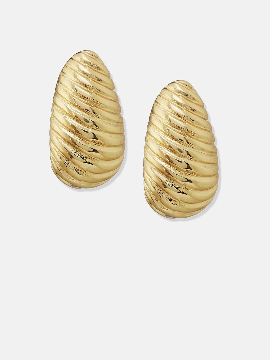 ATIBELLE Set Of 2 Gold-Plated Contemporary Shaped Textured Studs