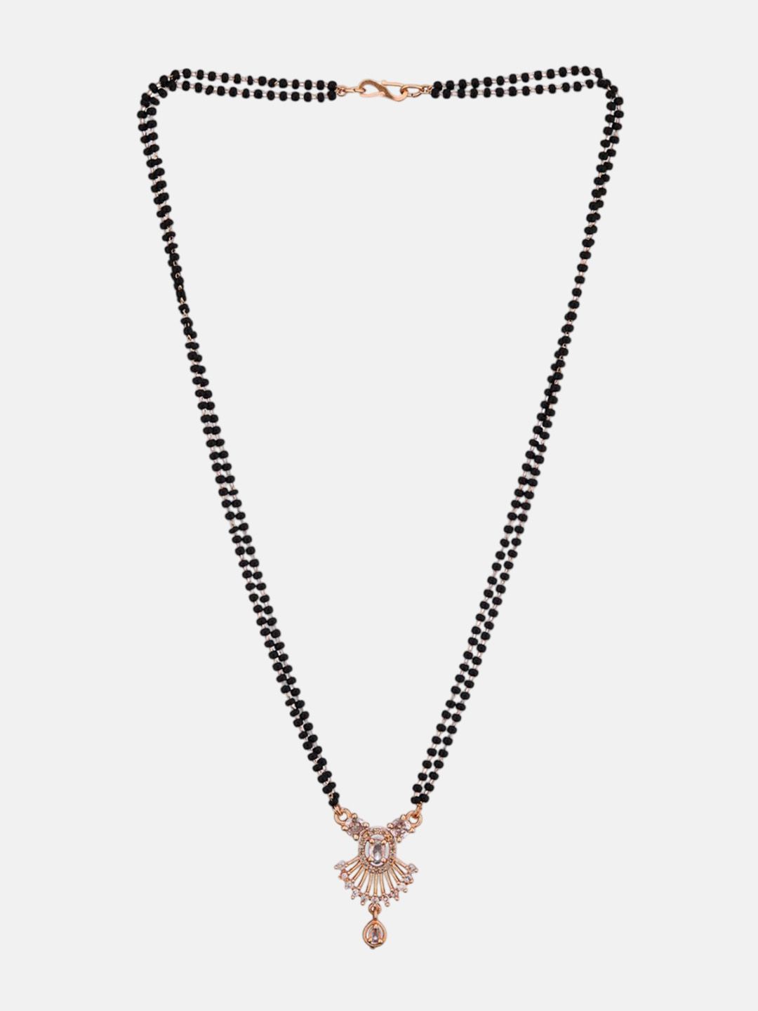 ATIBELLE Set of 2 Rose Gold-Plated Cubic Zirconia Stones Studded and Beaded Mangalsutras