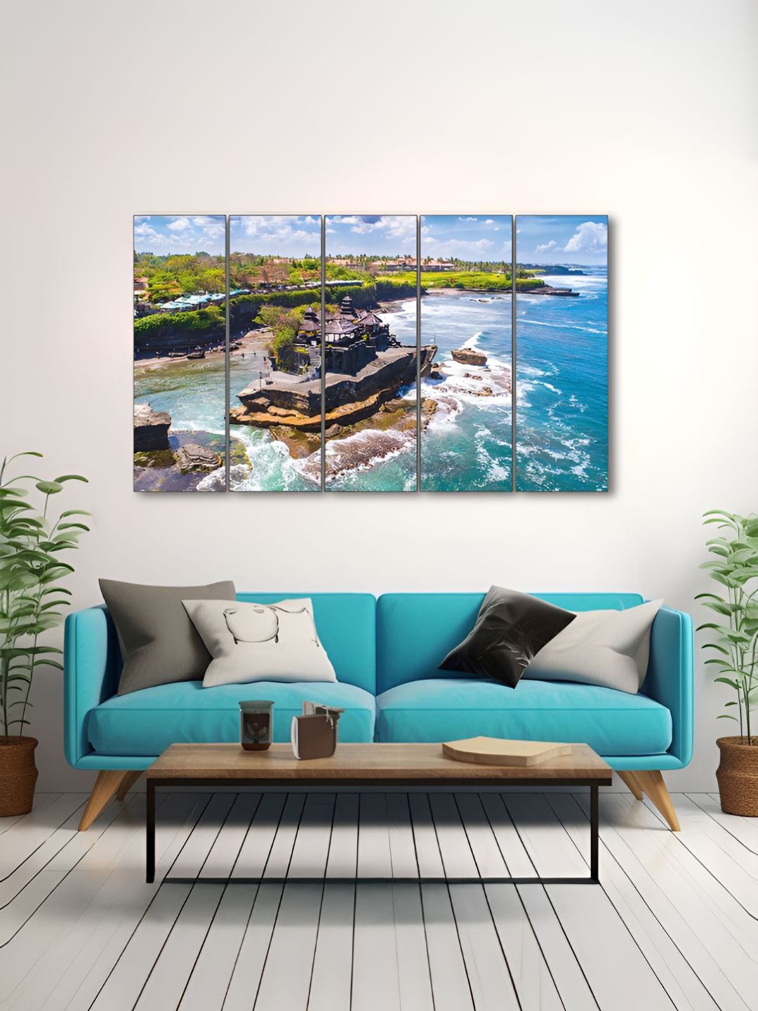 The Castle Decor Blue & White 5 Piece Wood Other Wall Paintings-picture-26