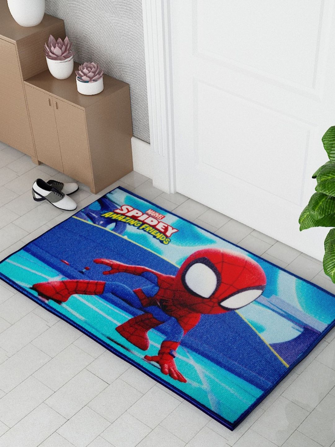 Athom Living Red & Blue Marvels Little Spidey Printed Anti-Skid Doormat-picture-18