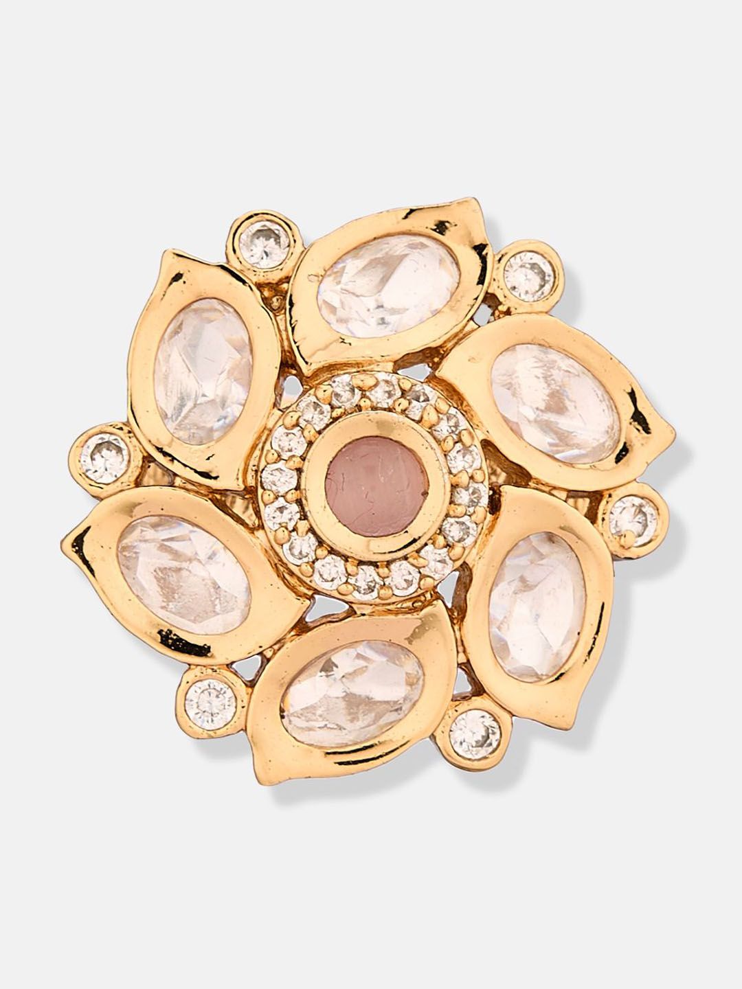 ATIBELLE Rose Gold Plated Kundan Stone Studded Jewellery Set