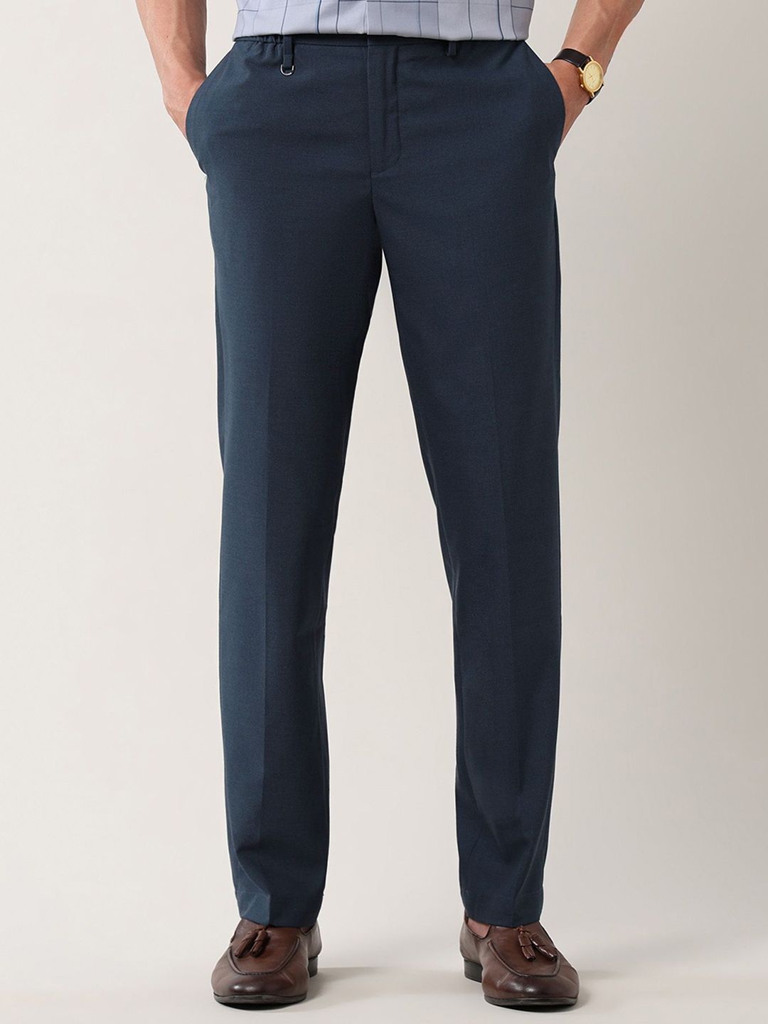 Arrow New York Men Classic Regular Fit Mid-Rise Trousers-picture-37