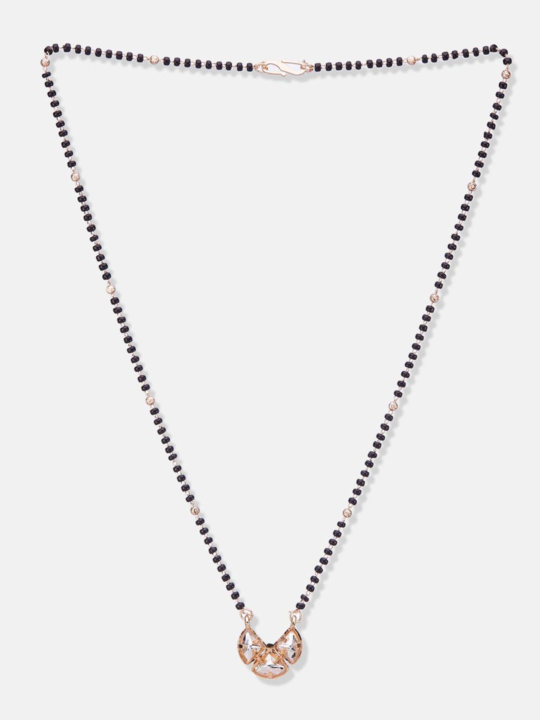 ATIBELLE Set of 2 Gold-Plated Cubic Zirconia Stones Studded and Beaded Mangalsutras