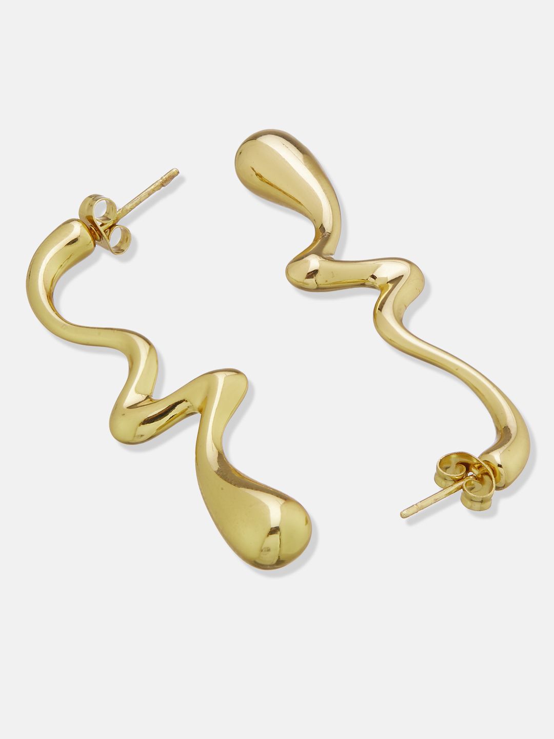 ATIBELLE Set Of 2 Gold-Plated Contemporary Shaped Textured Half Hoop Earrings