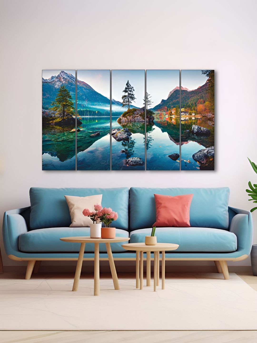 The Castle Decor Blue & Green 5 Piece Wood Other Wall Paintings-picture-17