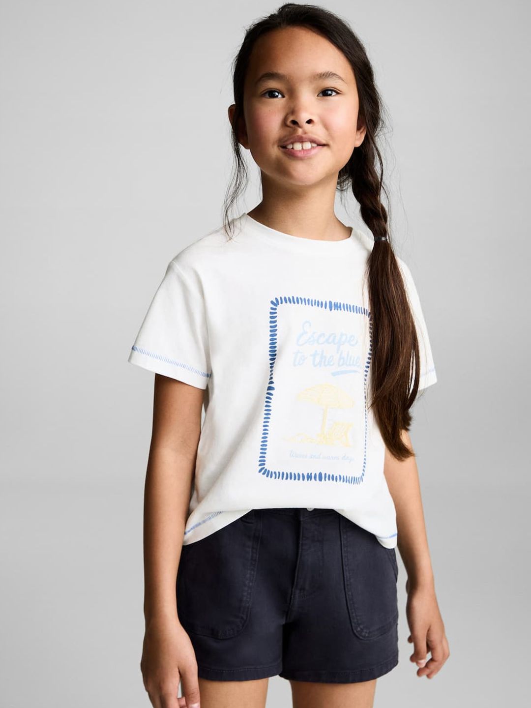 Mango Kids Girls Pure Cotton Typography Printed T-shirt-picture-20