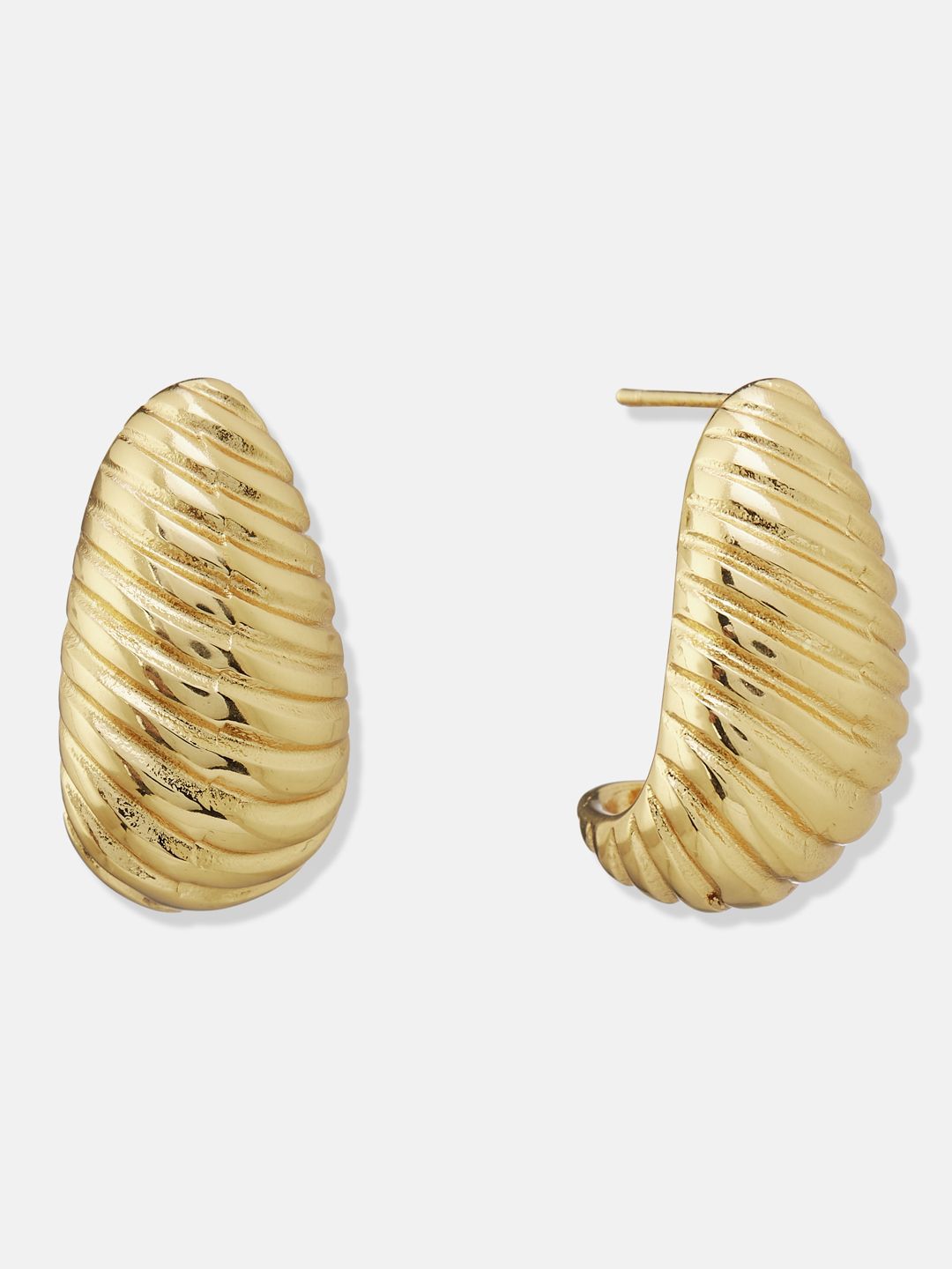 ATIBELLE Set Of 2 Gold-Plated Contemporary Shaped Textured Studs