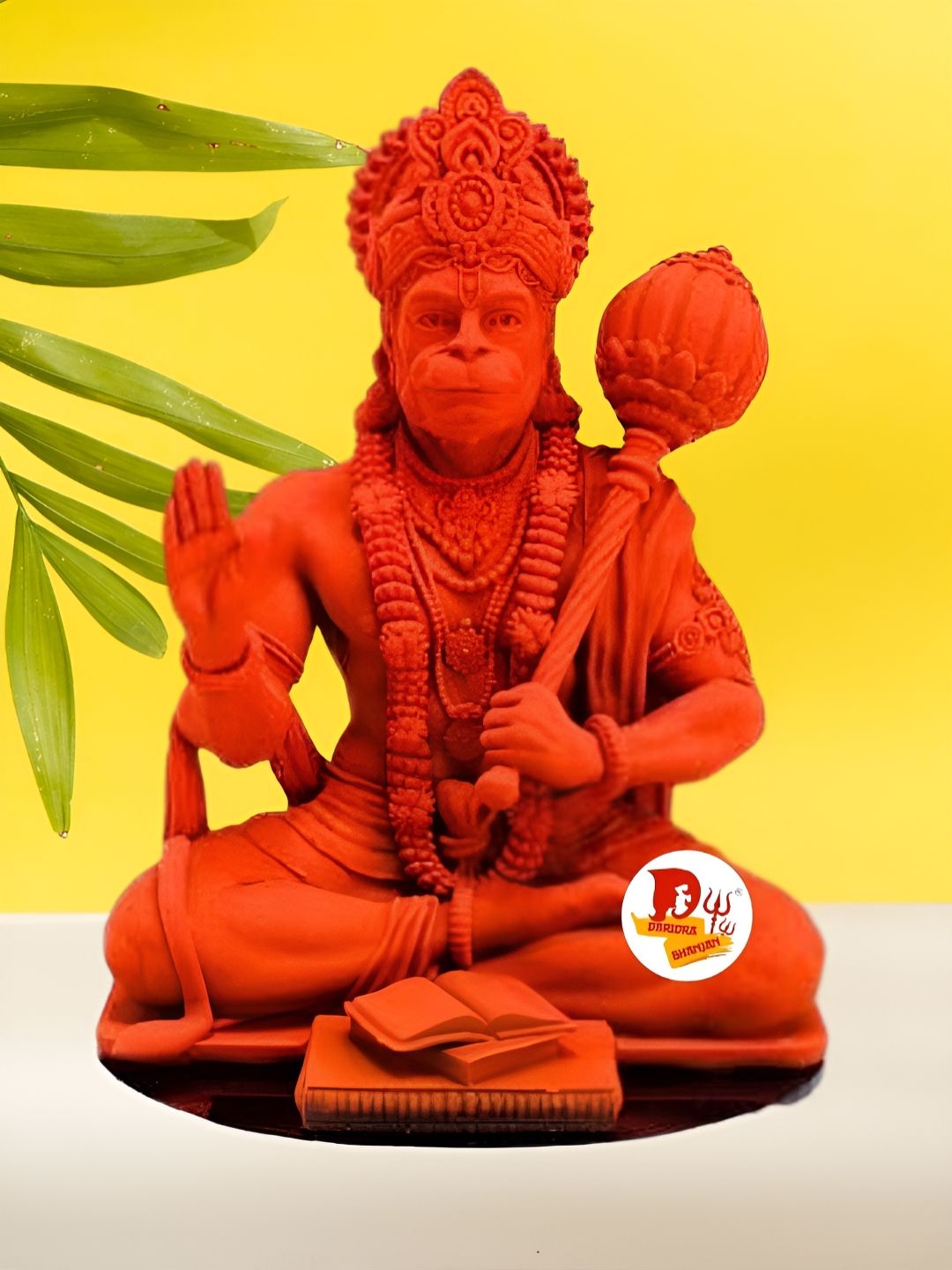 DARIDRA BHANJAN Orange Colored Lord Hanuman ji Religious Idol Showpiece-picture-12