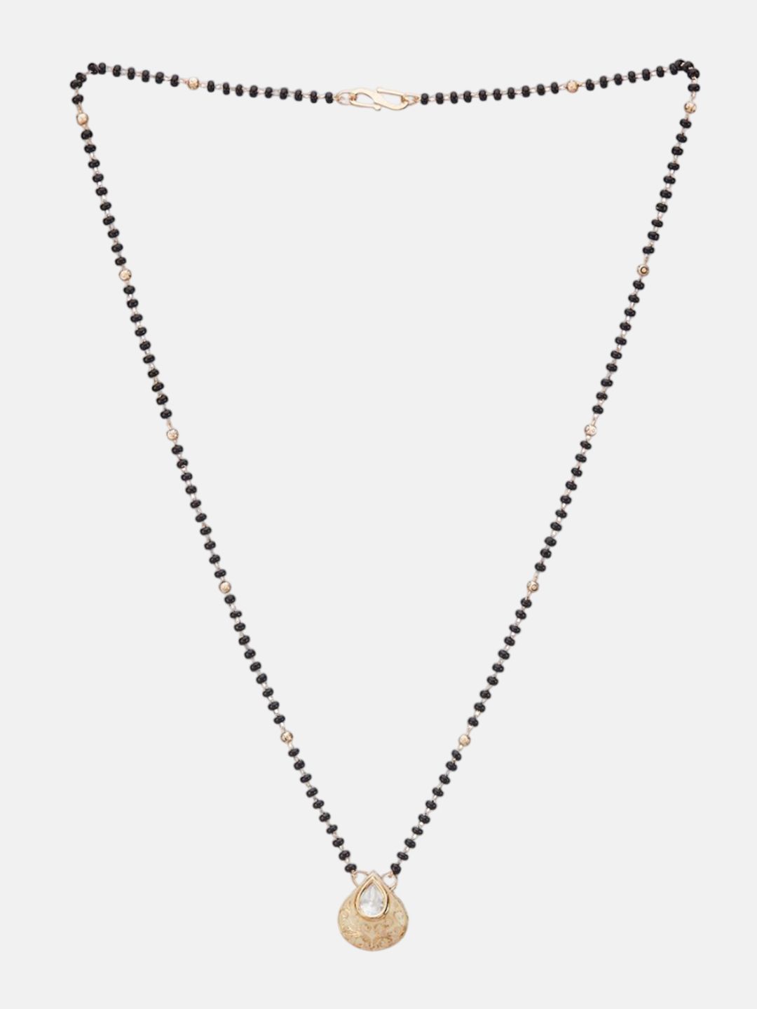 ATIBELLE Set of 2 Gold-Plated Cubic Zirconia Stones Studded and Beaded Mangalsutras