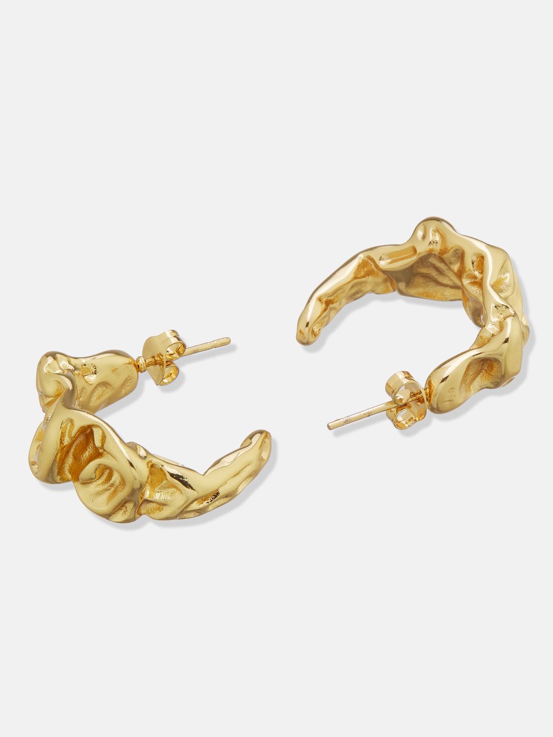 ATIBELLE Set Of 2 Gold-Plated Contemporary Shaped Textured Studs
