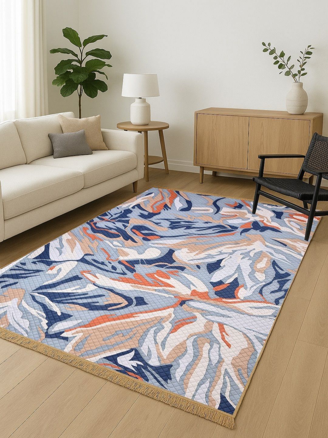 RRC Blue Abstract No Shredding Polyester Carpet-picture-44