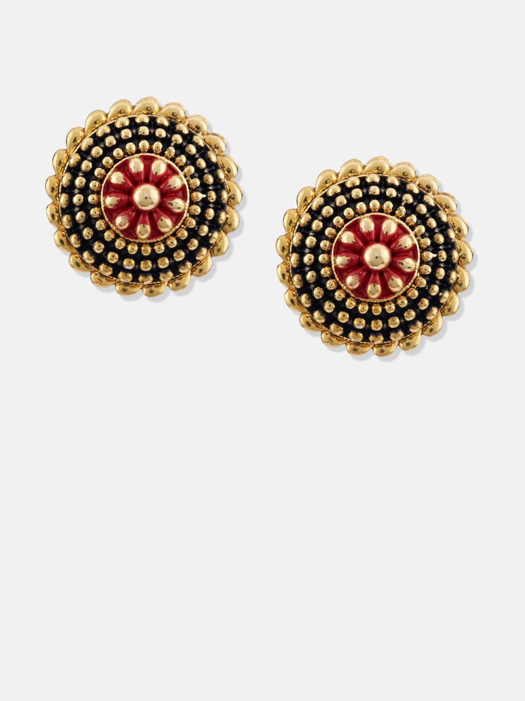 ATIBELLE Set Of 2 Gold-Plated Cubic Zirconia Studded Floral Shaped Studs