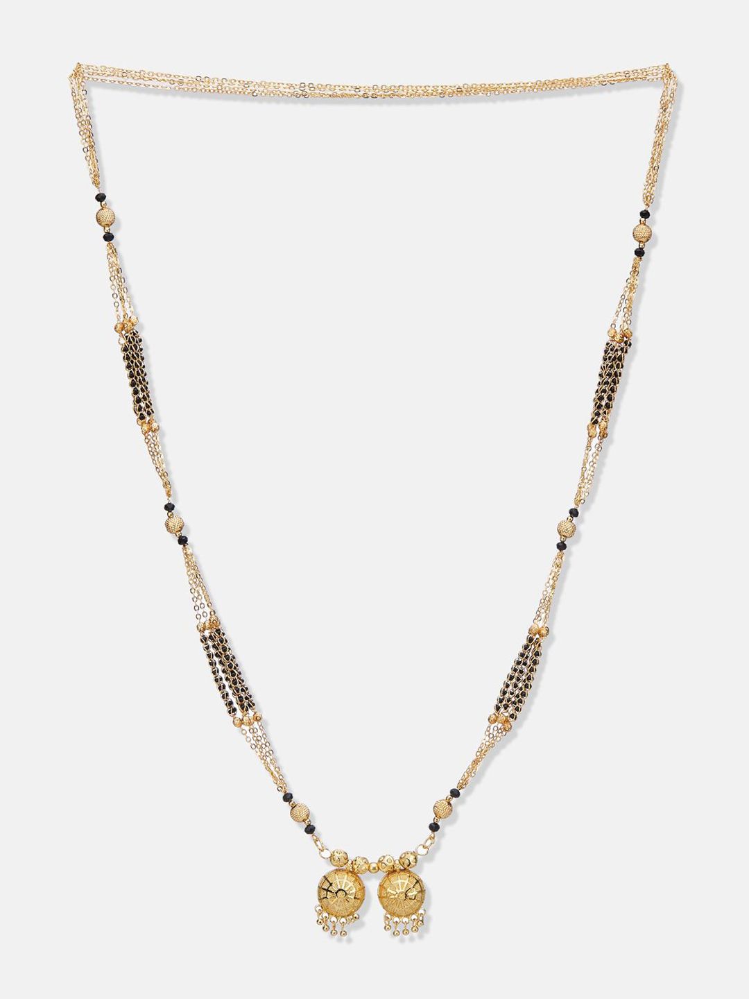 ATIBELLE Set of 2 Gold-Plated Cubic Zirconia Stones Studded and Beaded Mangalsutras