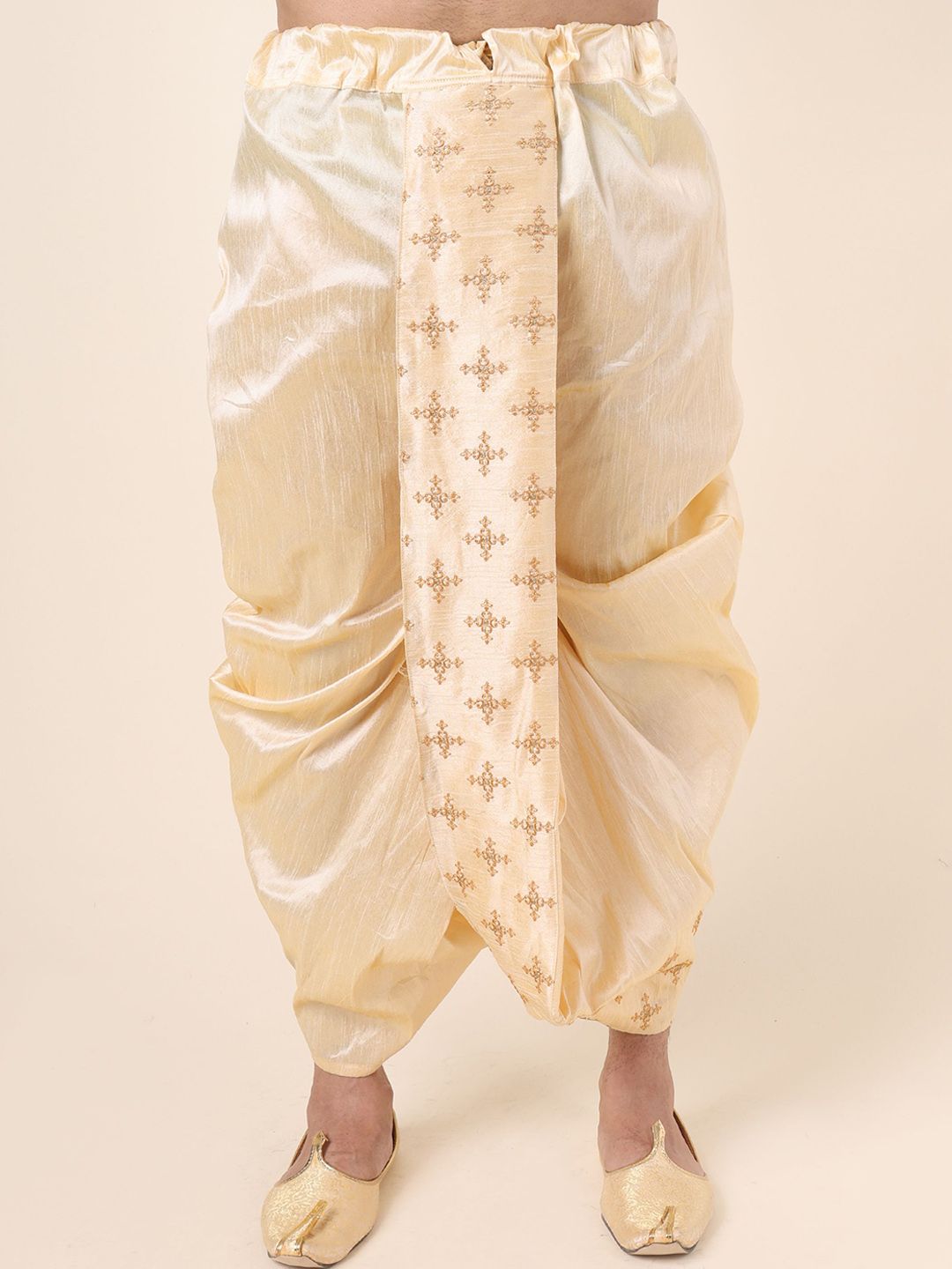 W & G Ethnic Motifs Embroidered Relax Fit Silk Dhoti-picture-14