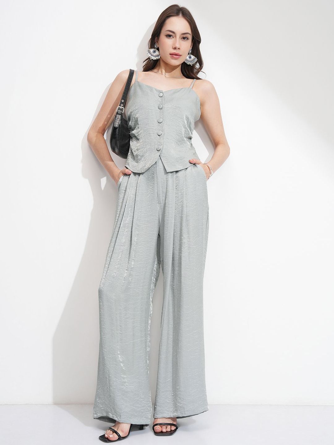 ESPYR By Tokyo Talkies Self Design Top With Palazzos Co-Ords-picture-35