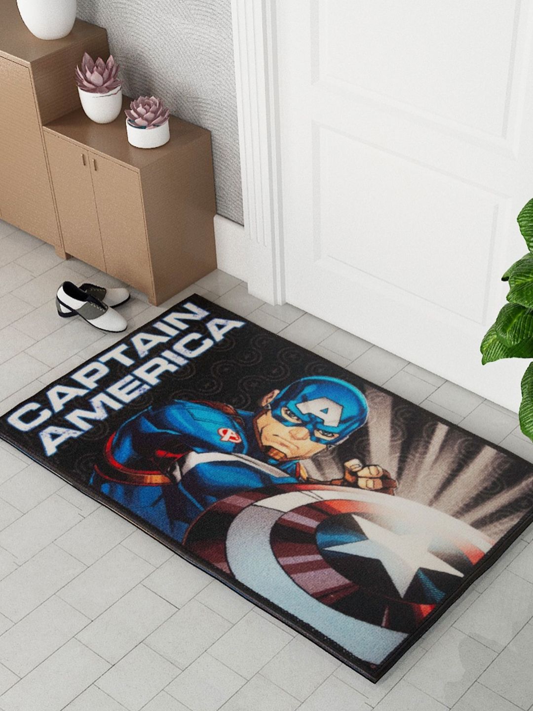 Athom Living Black & Blue Avengers Captain America Printed Anti-Skid Doormats-picture-42