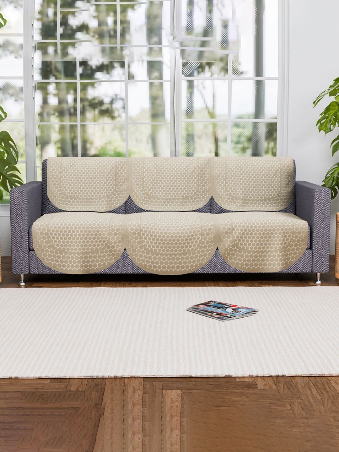 Myntra Elegant Homes Cream-Coloured Cotton Sofa Cover-picture-25