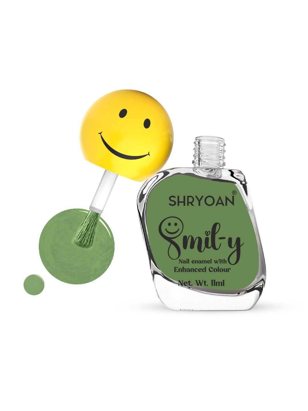 SHRYOAN Smiley Nail Paint With Enriched Color - 11 ml - Glade Green 37-picture-24