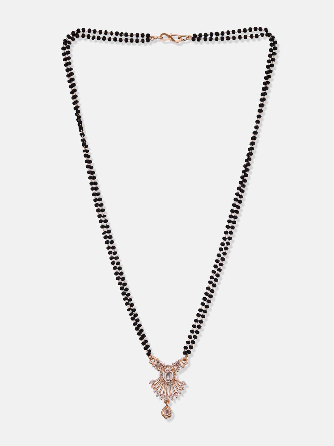 ATIBELLE Set of 2 Rose Gold-Plated Cubic Zirconia Stones Studded and Beaded Mangalsutras